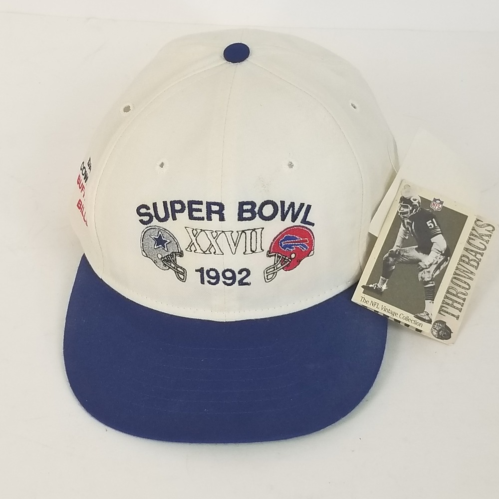 Roman Hat Mens OS White‎ Super Bowl XXVII 1992 Snapback Cowboys vs Bills Score
